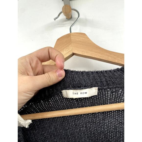 The Row Baudelia Deep V Neck 100% Cashmere Oversized Sweater Tunic Grey - Picture 4 of 10